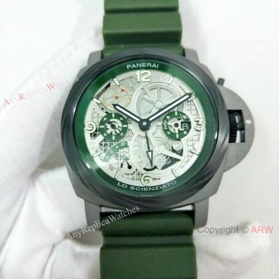 Copy Panerai Luminor Tourbillon GMT Lo Scienziato Green Watch PAM00768